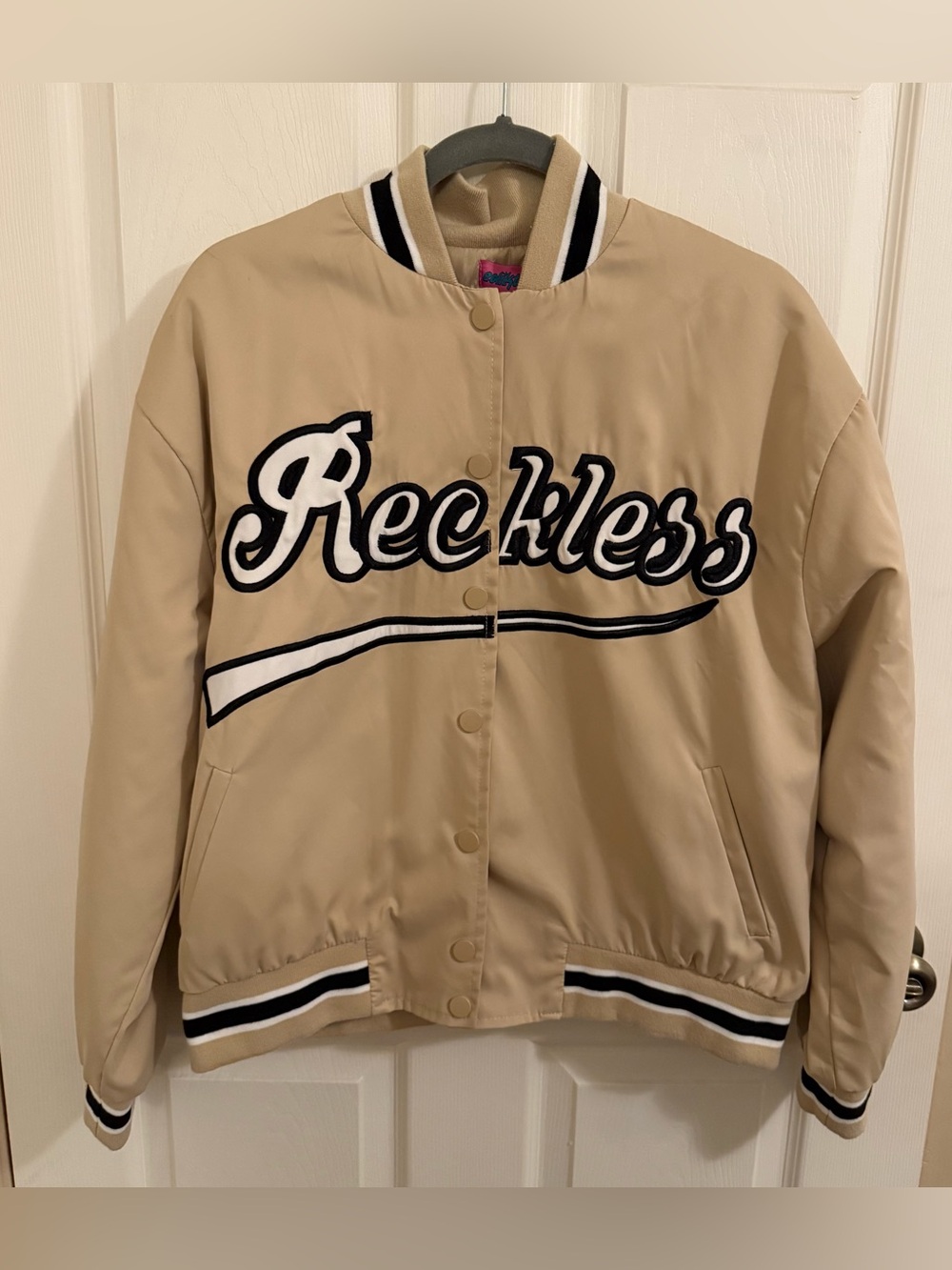 Edikted Reckless Oversized Varsity Bomber Baseball Jacket - Women’s Size S